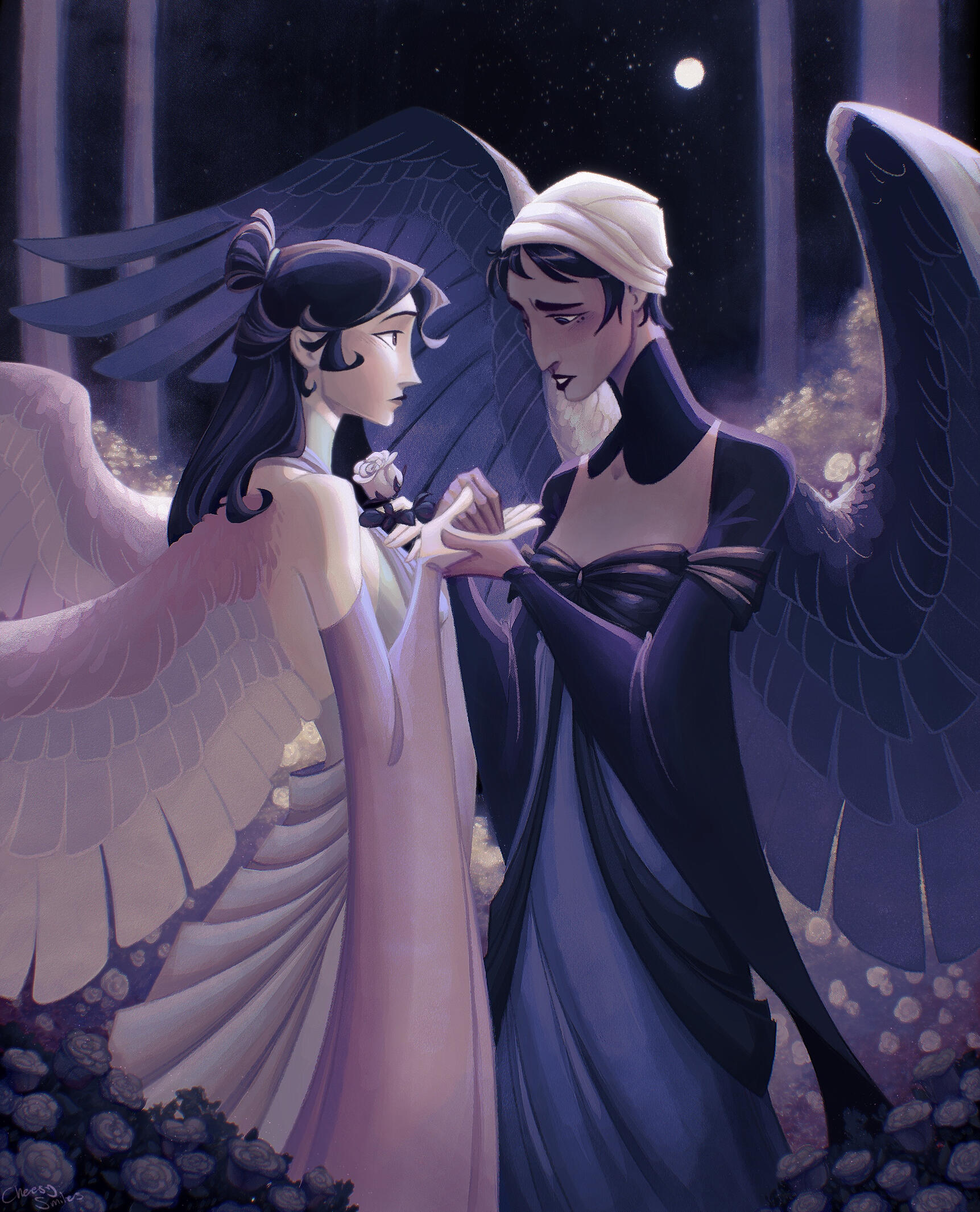 Illustration - &quot;Swans in the Rose Garden&quot;